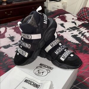 Moschino Black and White Strap Sneakers